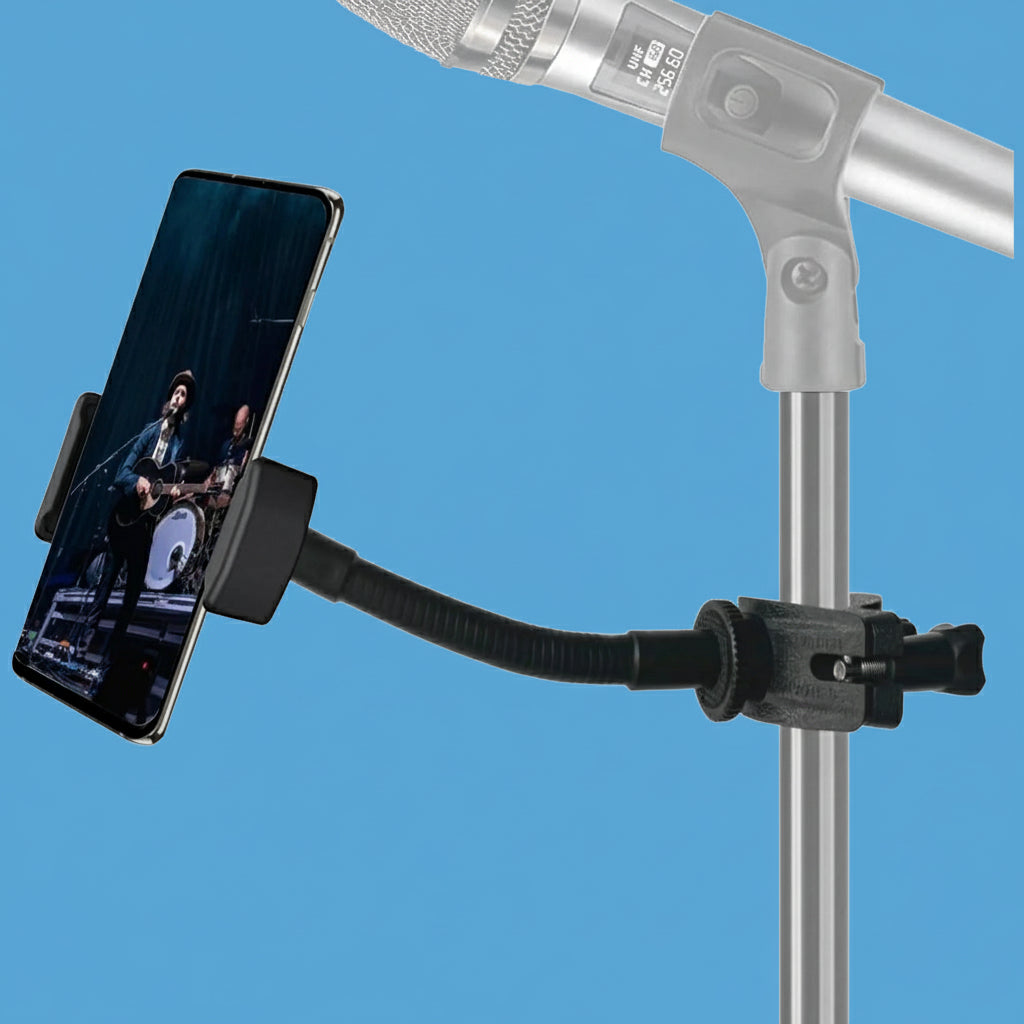 Mic Stand Phone Holder,Flexible Phone Holder for Microphone Stand, Adjustable Iphone Mic Stand Holder, Music Stand Phone Holder for Iphone 14 13 12 MAX Pro Samsung Galaxy All Smartphones