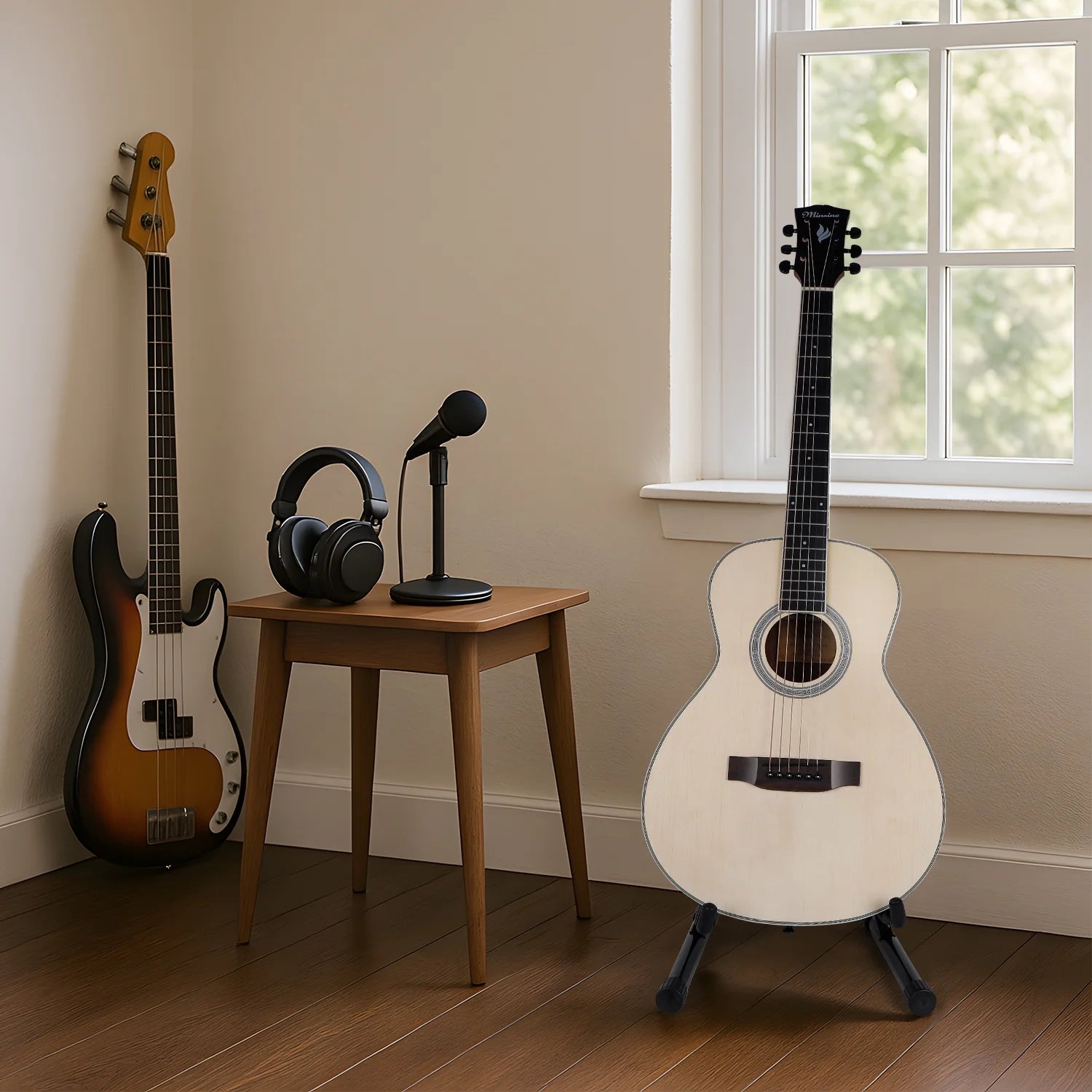 Acoustic Guitar Stand, A-Frame Folding Electric Guitar Stand, Comes with 5 Free Guitar Picks, Bass Guitar Stand, Banjo Stand for Mandolin, Ukulele, Cello,
